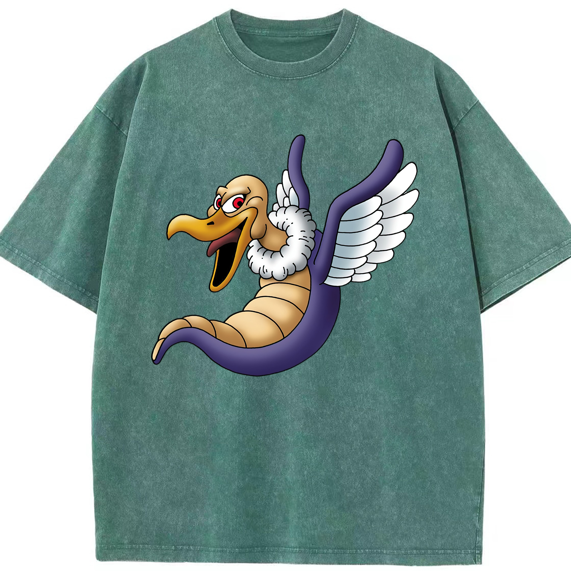 （画像用） ドラゴンクエスト Doragon Kuesuto Dragon Quest 綿100% ヴィンテージ風 半袖Tシャツ（フロントプリント）